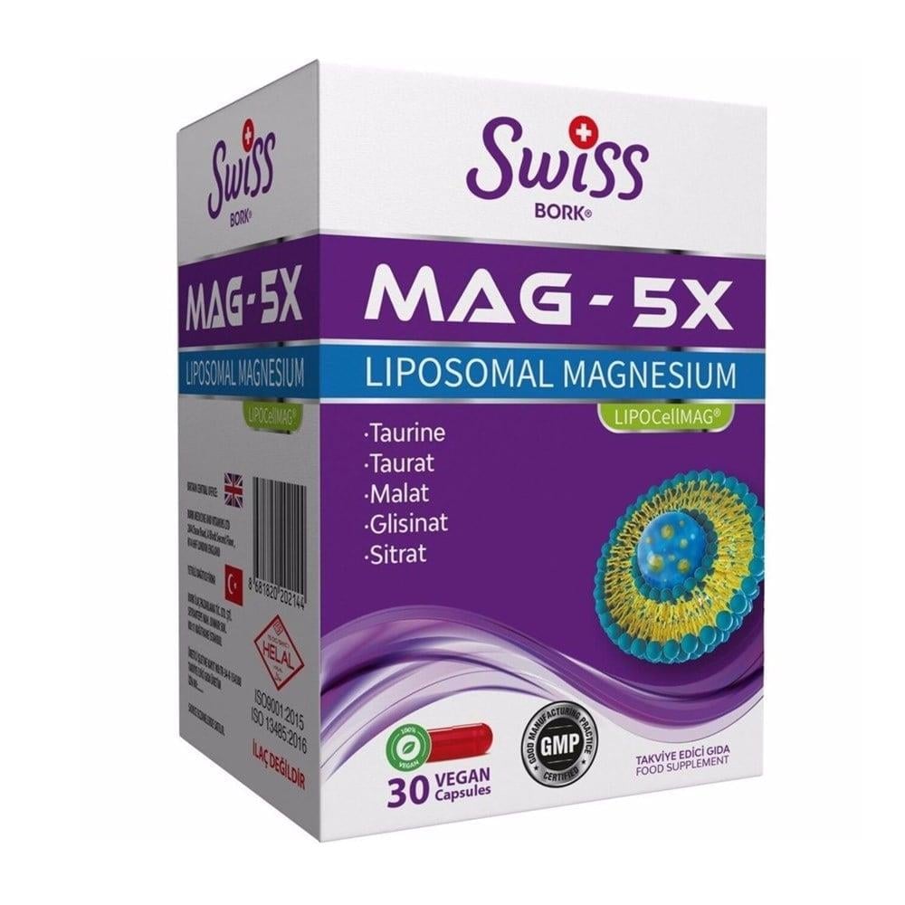 Swiss Bork Mag-5X Liposomal Magnesium 30 Kapsül