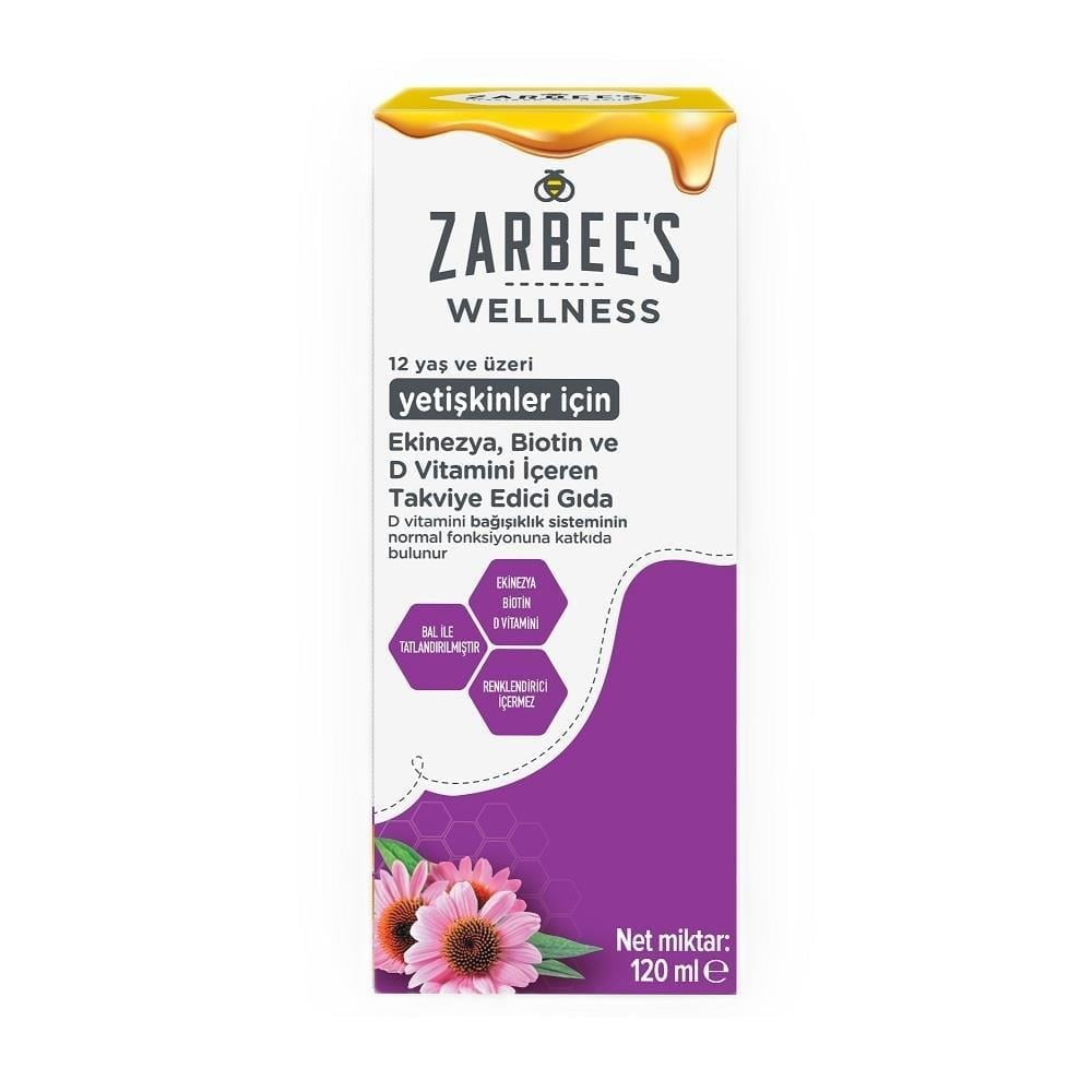 Zarbee's Wellness Ekinezya, Biotin ve D Vitamini İçeren Takviye Edici Gıda 120 ml