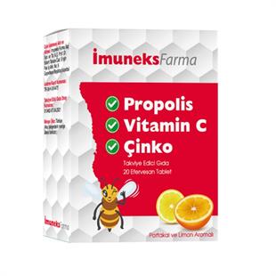 İmuneks Farma Propolis Vitamin C Çinko 20 Efervesan Tablet