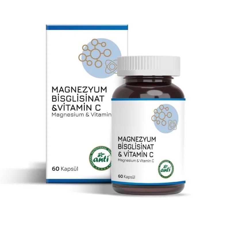 Anti Magnezyum Bisglisinat Vitamin C 60 Kapsül