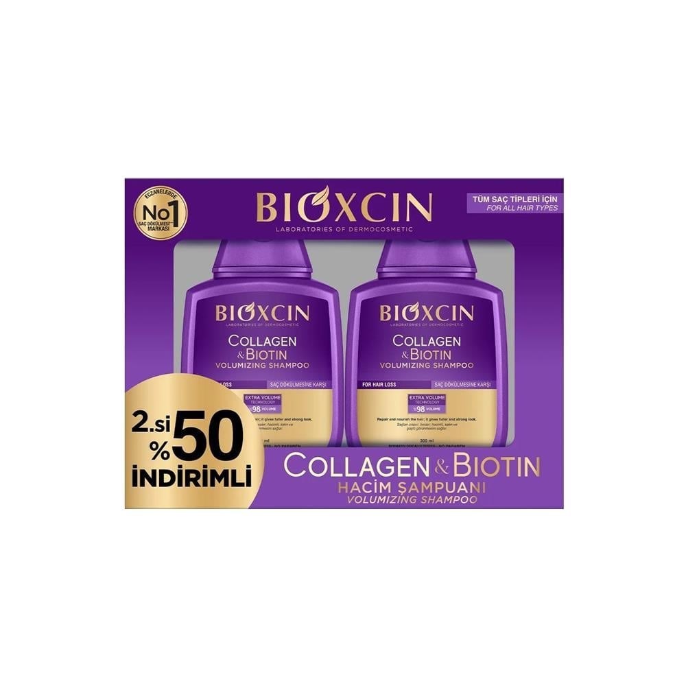 Bioxcin Collagen ve Biotin Hacim Şampuanı 300 ml 2'li Paket