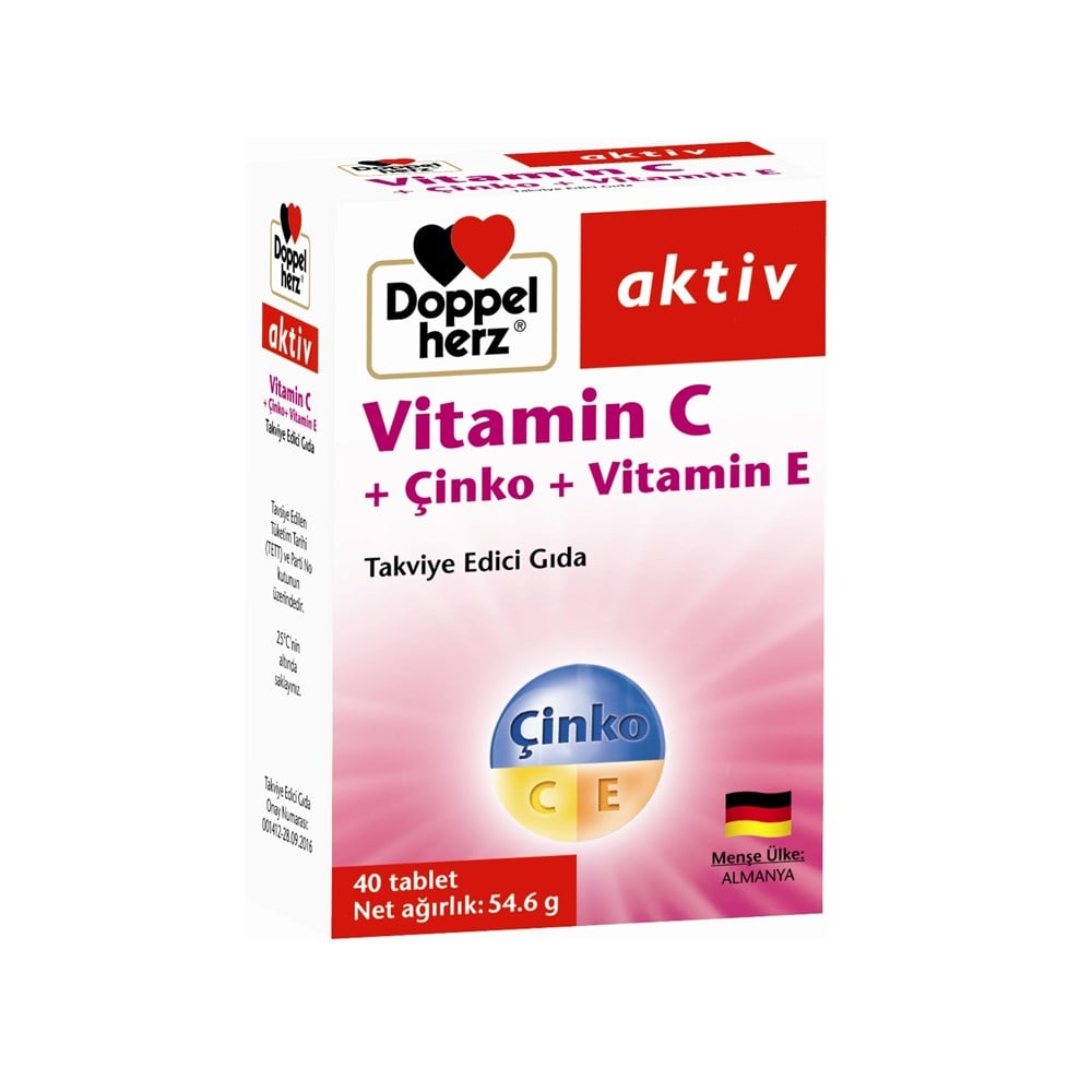 Doppelherz Aktiv Vitamin C + Çinko + Vitamin E 40 Tablet