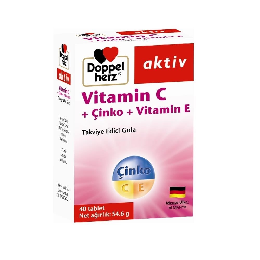 Doppelherz Aktiv Vitamin C + Çinko + Vitamin E 40 Tablet