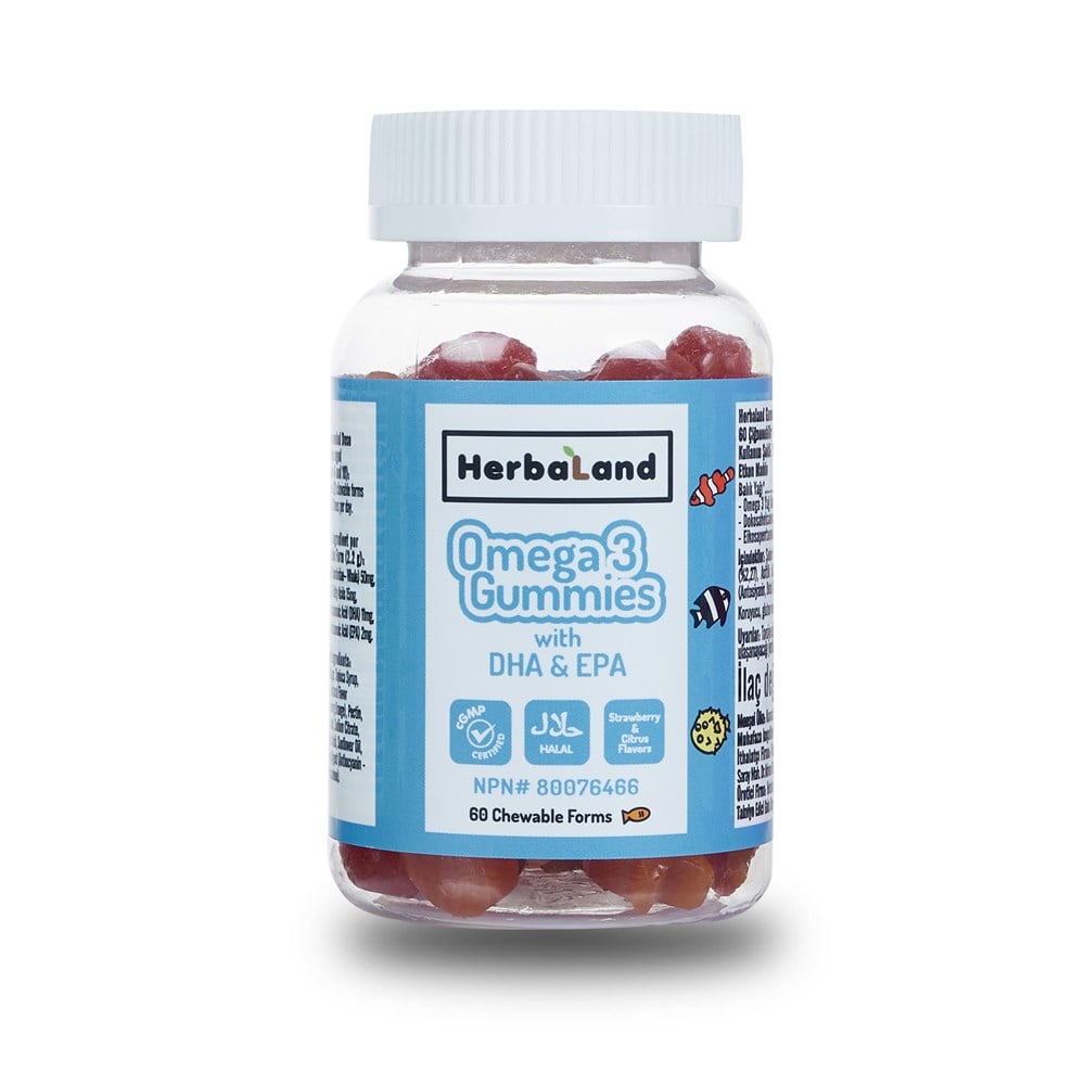 HerbaLand Omega-3  DHA & EPA 60 Çiğnenebilir Form