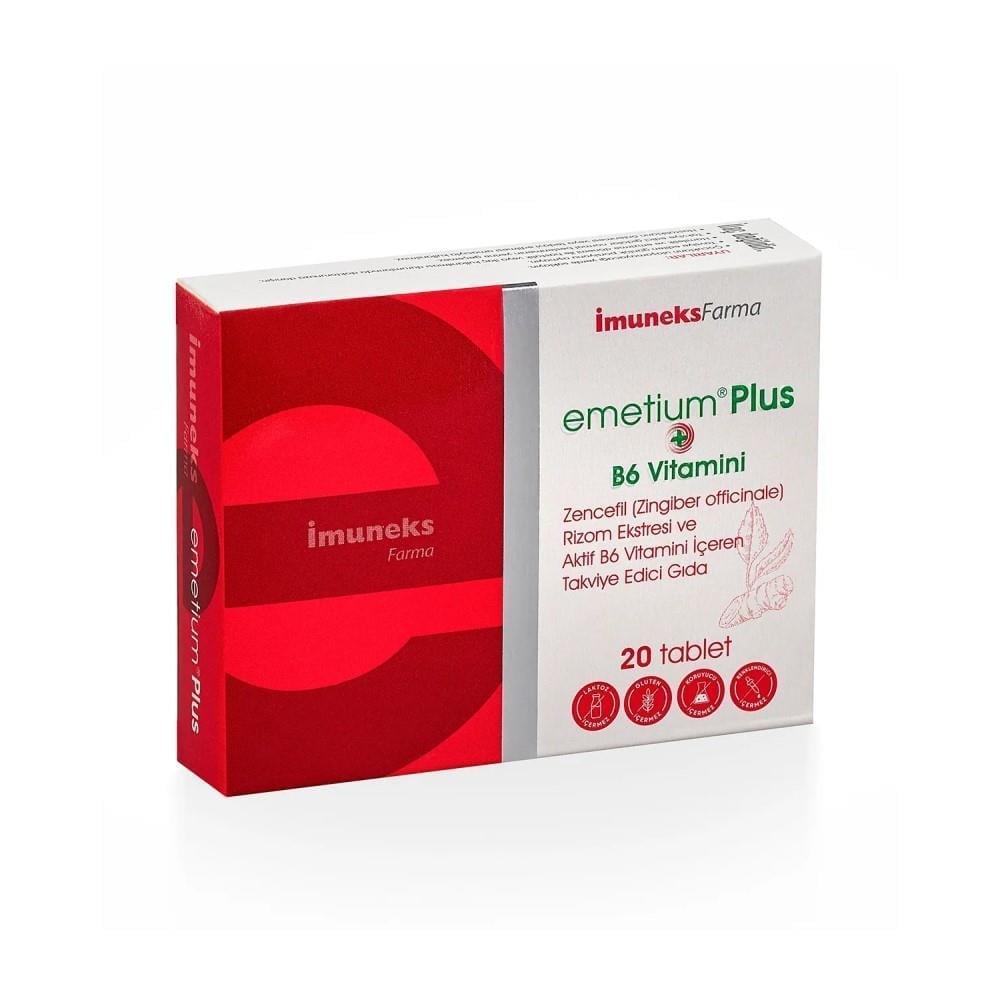 İmuneks Emetium Plus +B6 Vitamini 20 Tablet