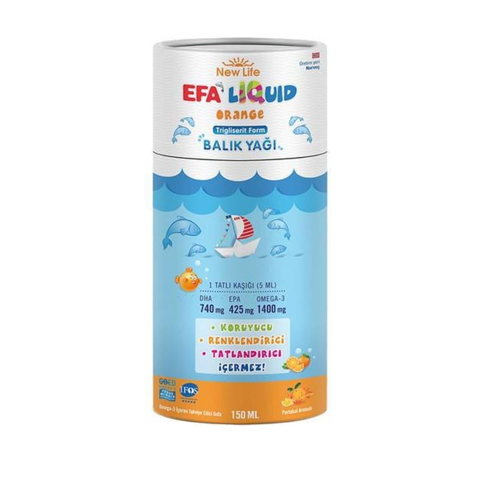 New Life Efa Liquid Portakal Aromalı Balık Yağı 150 ml
