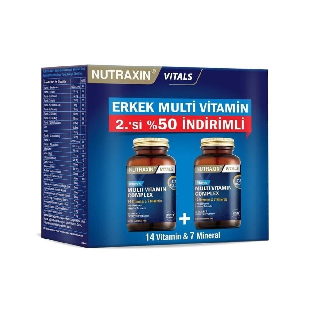 Nutraxin Multi Vitamin Complex Men's 60 Tablet 2'li Paket