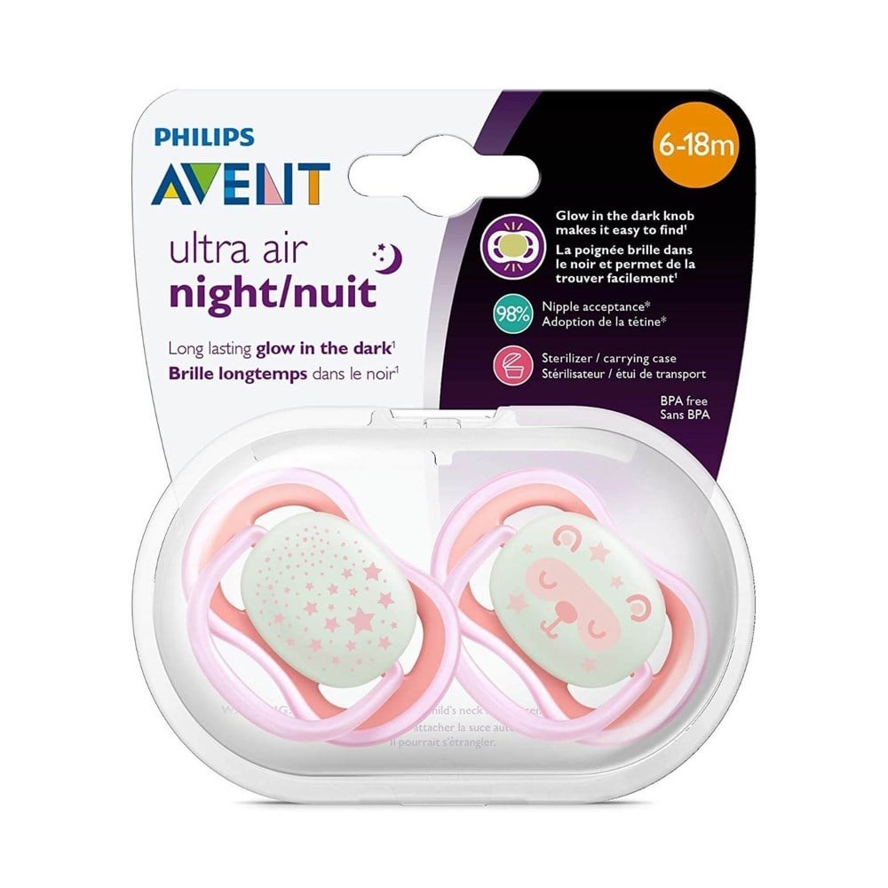 Philips Avent Ultra Air Night 6-18m Pembe Emzik 2'li