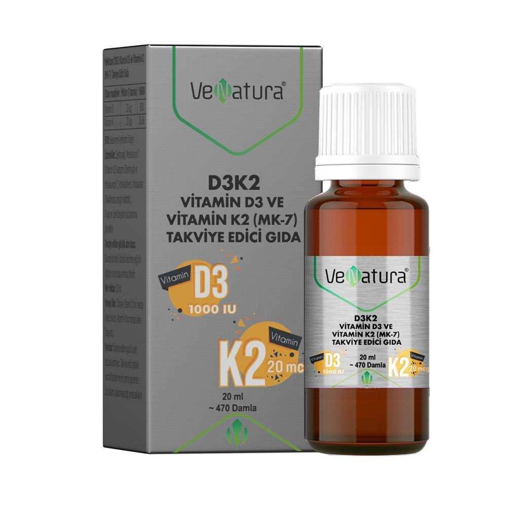 VeNatura Vitamin D3 ve Menaquinon 7 Damla 20 ml