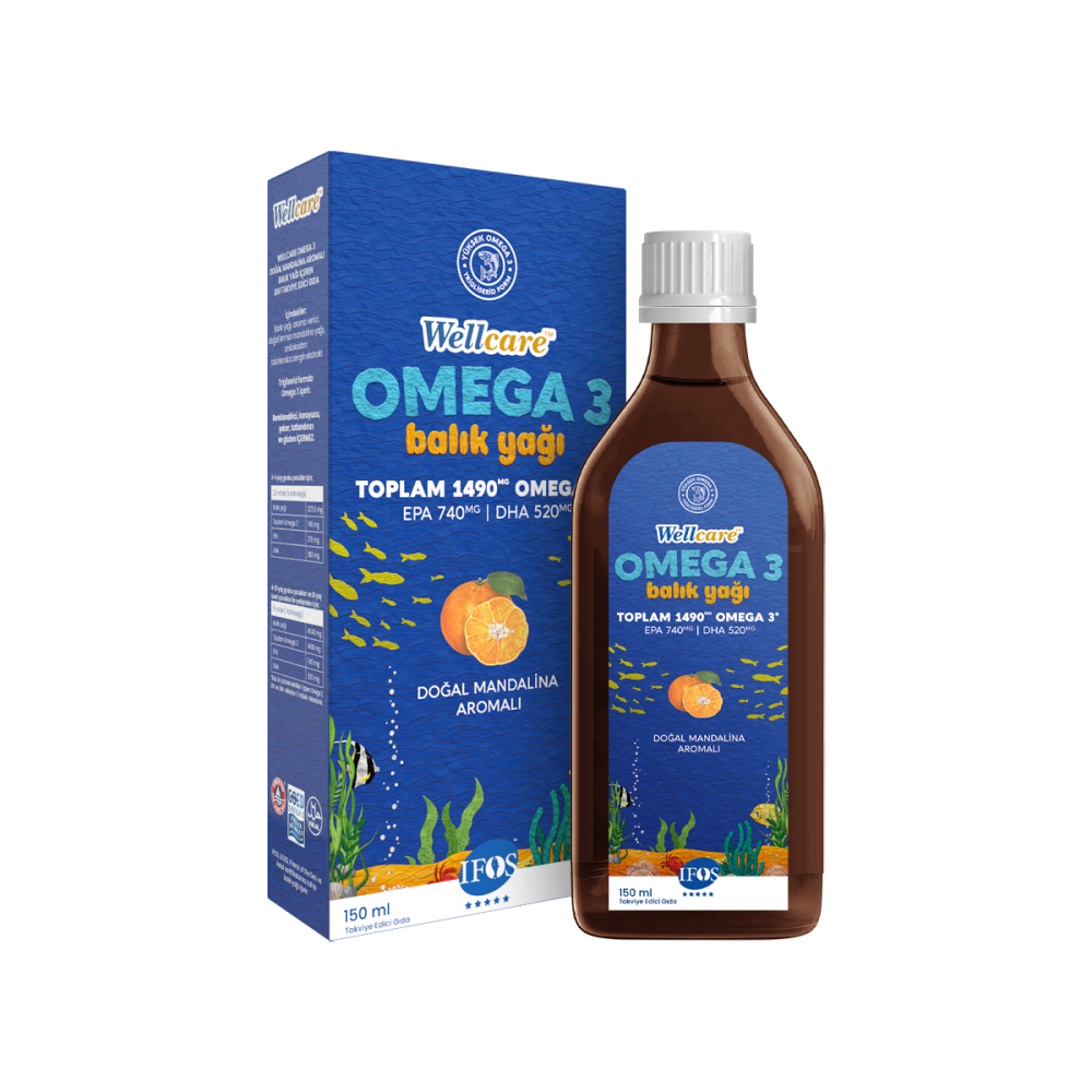 Wellcare Omega 3 Doğal Mandalina Aromalı Balık Yağı 150 ml