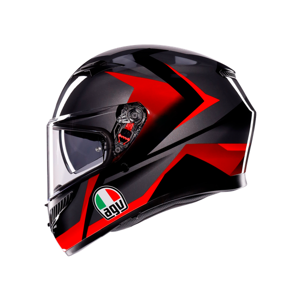 Agv K3 Mplk Striga Black Grey Red Kapalı Kask