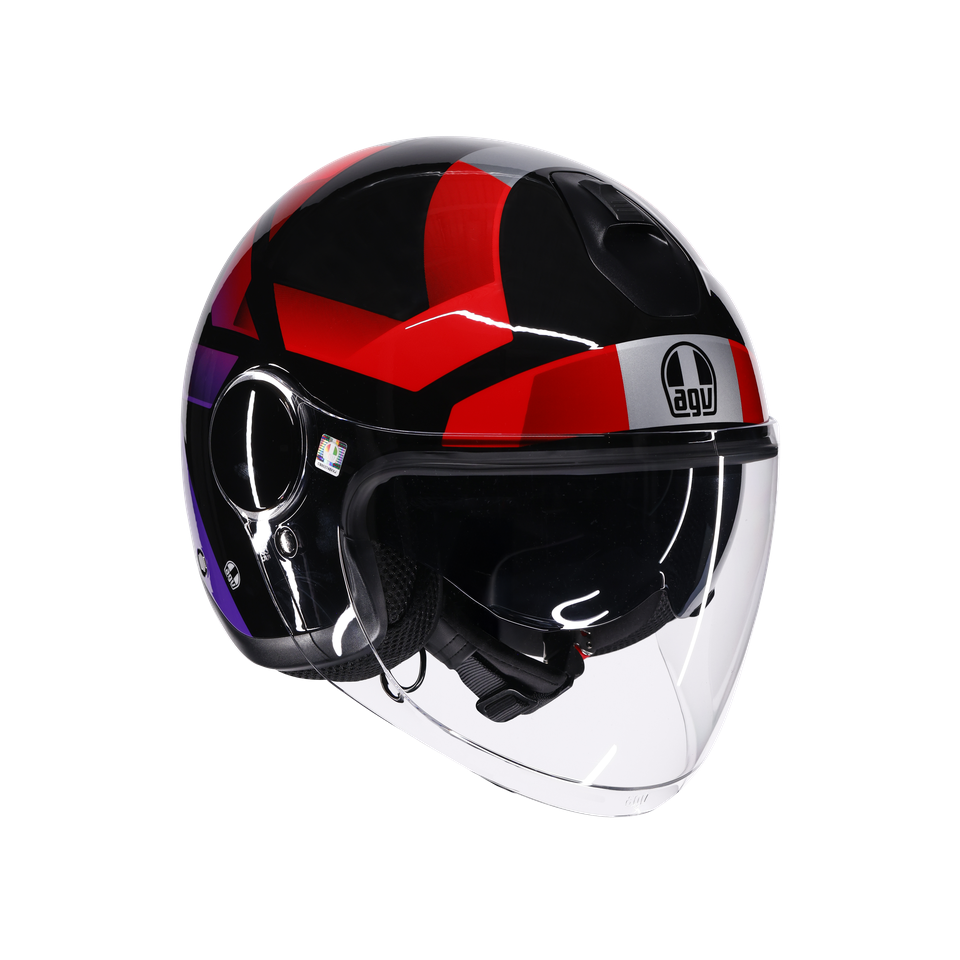 Agv Eteres Camogli Black Red Purple Açık Kask