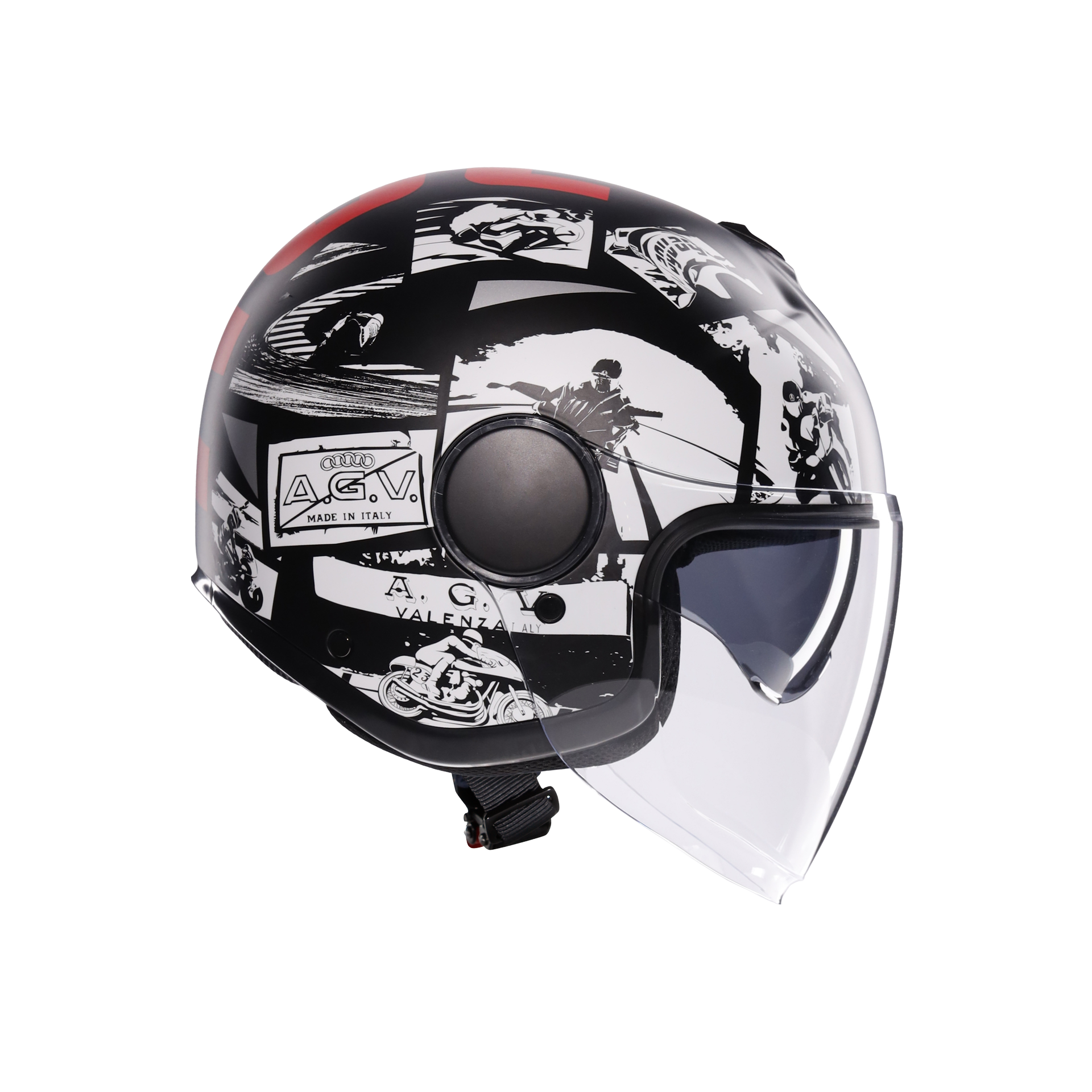 Agv Eteres  History Matt Black White Red  Açık Kask