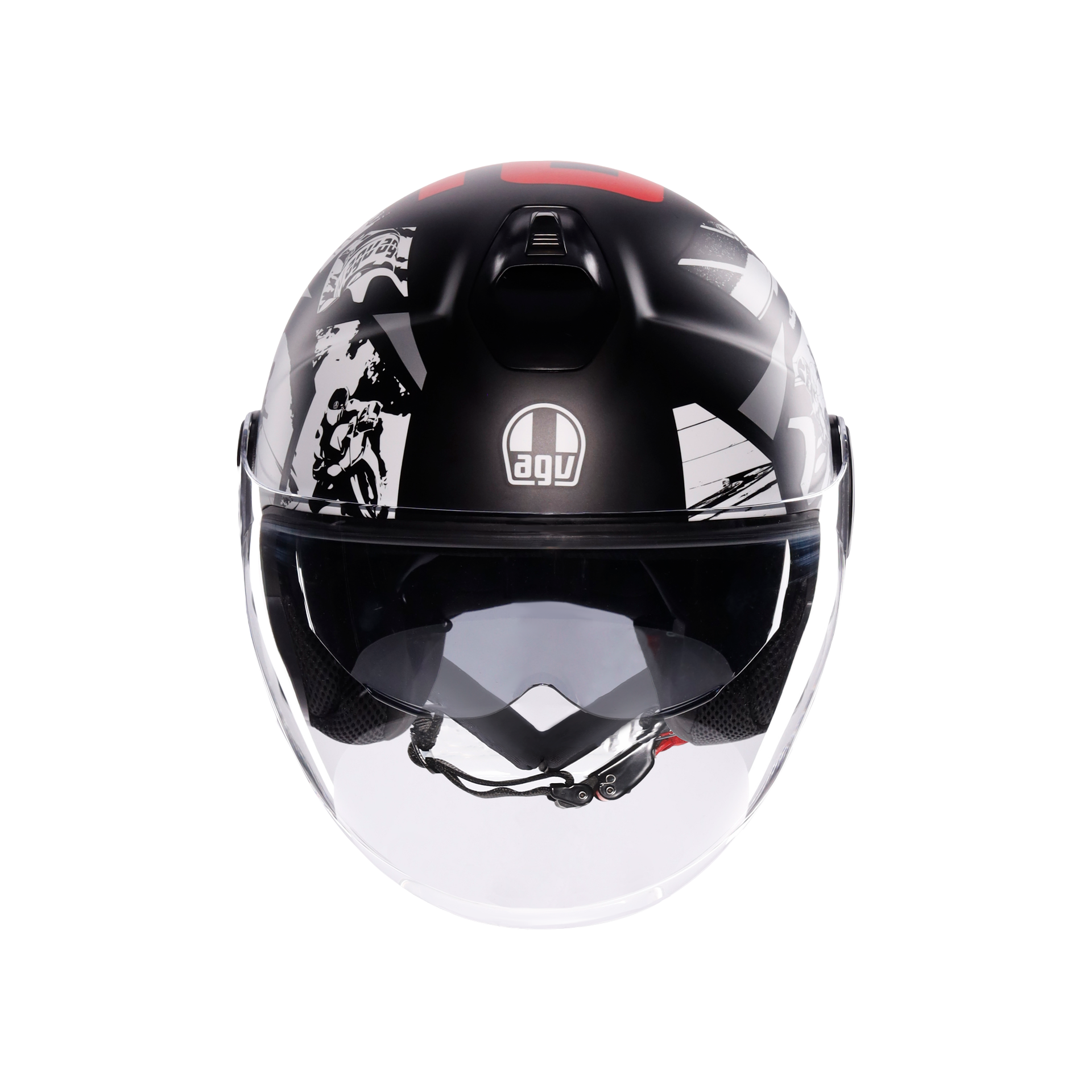 Agv Eteres  History Matt Black White Red  Açık Kask
