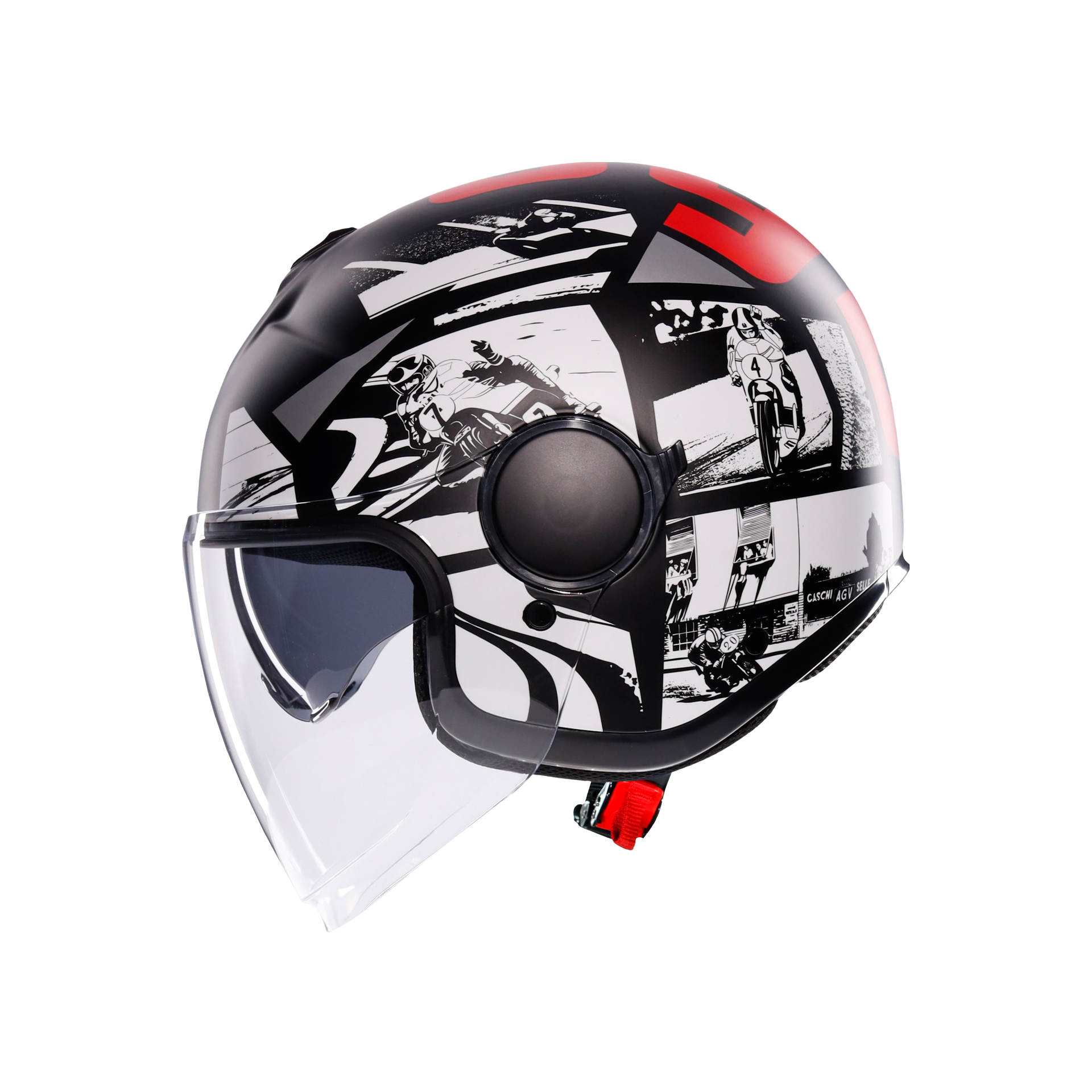 Agv Eteres  History Matt Black White Red  Açık Kask