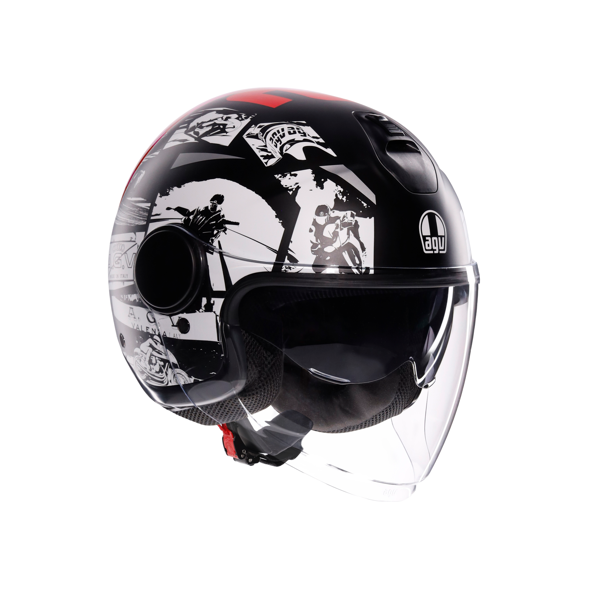 Agv Eteres  History Matt Black White Red  Açık Kask