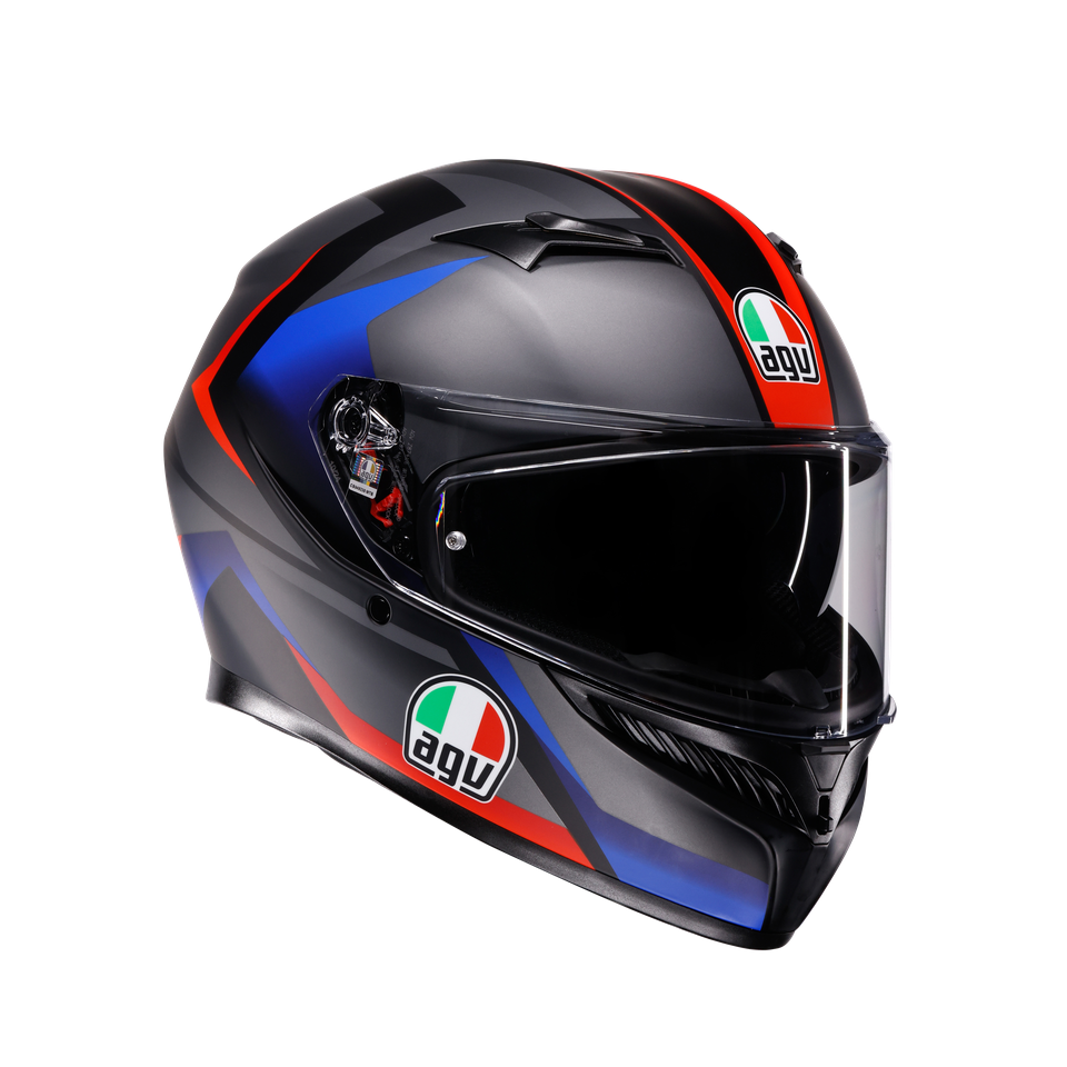 Agv K3 Mplk Striga Matt Black Blue Red Kapalı Kask