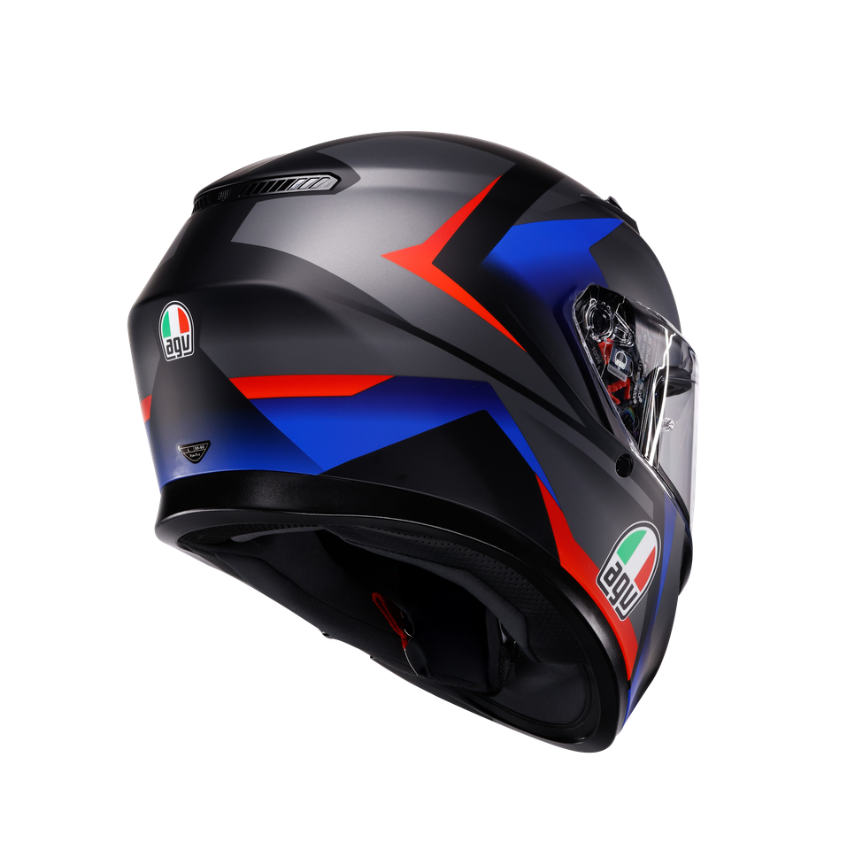 Agv K3 Mplk Striga Matt Black Blue Red Kapalı Kask