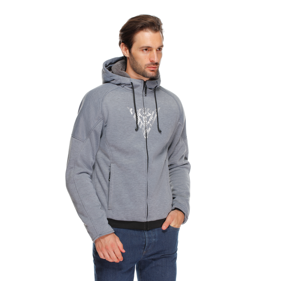Dainese Bovisa Safety Hoodie Full Zip Grey Melange Black Tekstil Mont