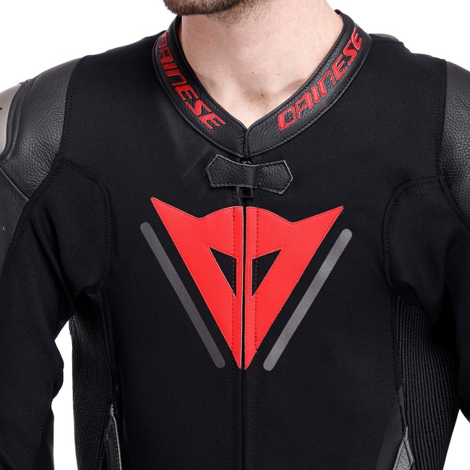 Dainese Demon Sprint Perf 1PC Leather Suit Black Black Red Lava Tek Parça Tulum