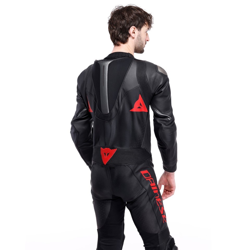 Dainese Demon Sprint Perf 1PC Leather Suit Black Black Red Lava Tek Parça Tulum