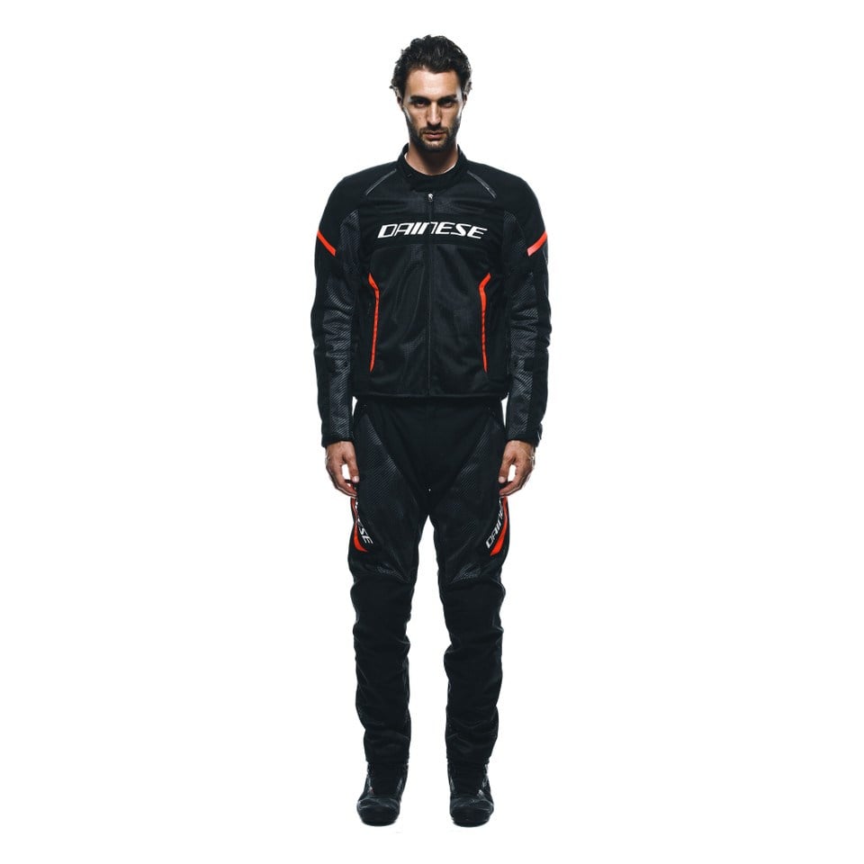 Dainese Drake 2 Super Air Black Ant Red Fluo Tekstil Pantolon