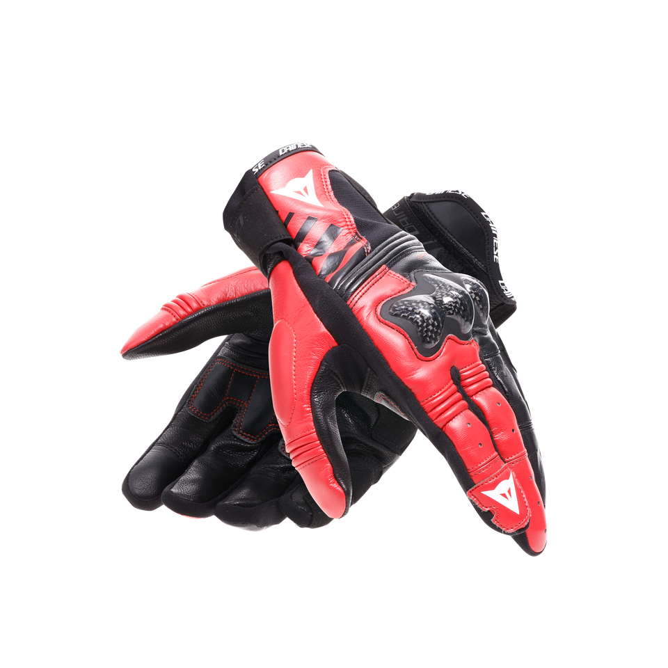 Dainese Reacto Carbon Black Red Lava Short Deri Eldiven