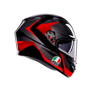 Agv K3 Mplk Striga Black Grey Red Kapalı Kask