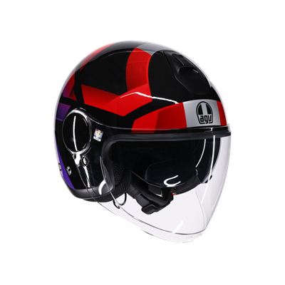 Agv Eteres Camogli Black Red Purple Açık Kask