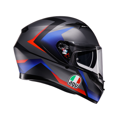 Agv K3 Mplk Striga Matt Black Blue Red Kapalı Kask