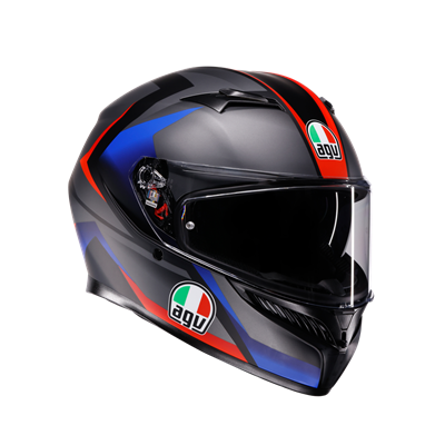 Agv K3 Mplk Striga Matt Black Blue Red Kapalı Kask