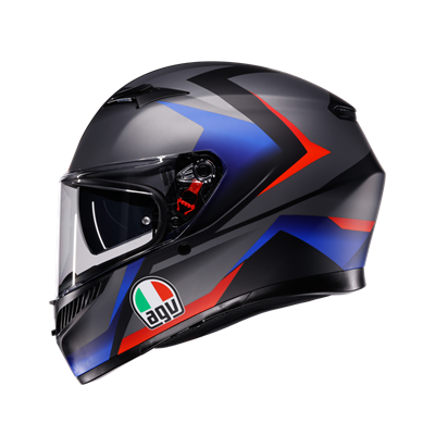 Agv K3 Mplk Striga Matt Black Blue Red Kapalı Kask