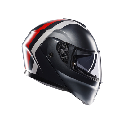 Agv Streetmodular Resı Matt Grey Silver Red Çene Açılır Kask