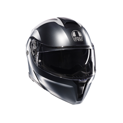 Agv Streetmodular Resı Matt Grey Silver Red Çene Açılır Kask