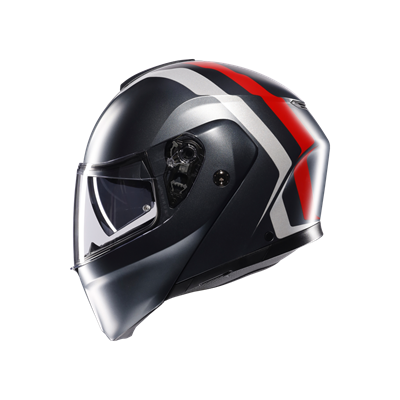 Agv Streetmodular Resı Matt Grey Silver Red Çene Açılır Kask