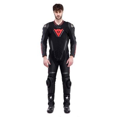 Dainese Demon Sprint Perf 1PC Leather Suit Black Black Red Lava Tek Parça Tulum