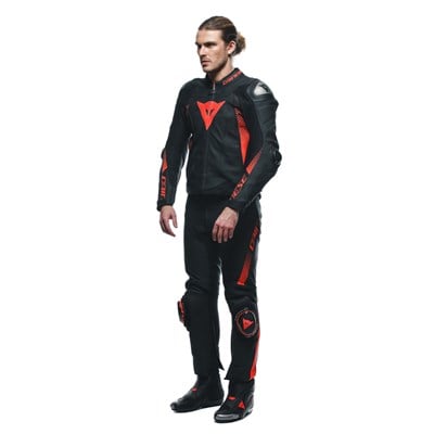 Dainese SuperSpeed Black Red Fluo Deri Pantolon