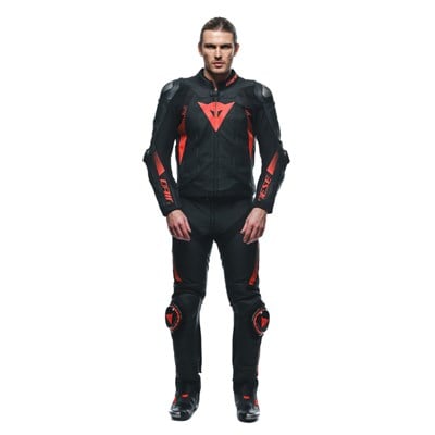 Dainese SuperSpeed Black Red Fluo Deri Pantolon