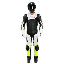 Dainese Assen 2 Black White Fluo Yellow Tek Parça Delikli Deri Tulum