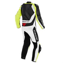 Dainese Assen 2 Black White Fluo Yellow Tek Parça Delikli Deri Tulum