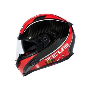 Zeus ZS-1800B Gloss Carbon AM9 Red Kapalı Kask