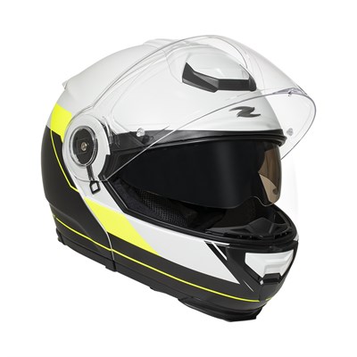 Zeus ZS-3050DA BE7 Matt Pearl White Fluor Yellow Çene Açılır Kask