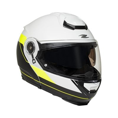 Zeus ZS-3050DA BE7 Matt Pearl White Fluor Yellow Çene Açılır Kask