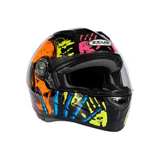 Zeus ZS-811A AL-37 Black Orange Kapalı Kask 