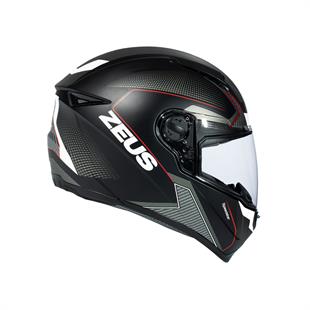 Zeus ZS-811A AL6 Matt Black White Red Kapalı Kask