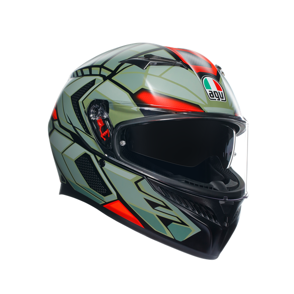 Agv K3 Decept Matt Black Green Red Kapalı Kask