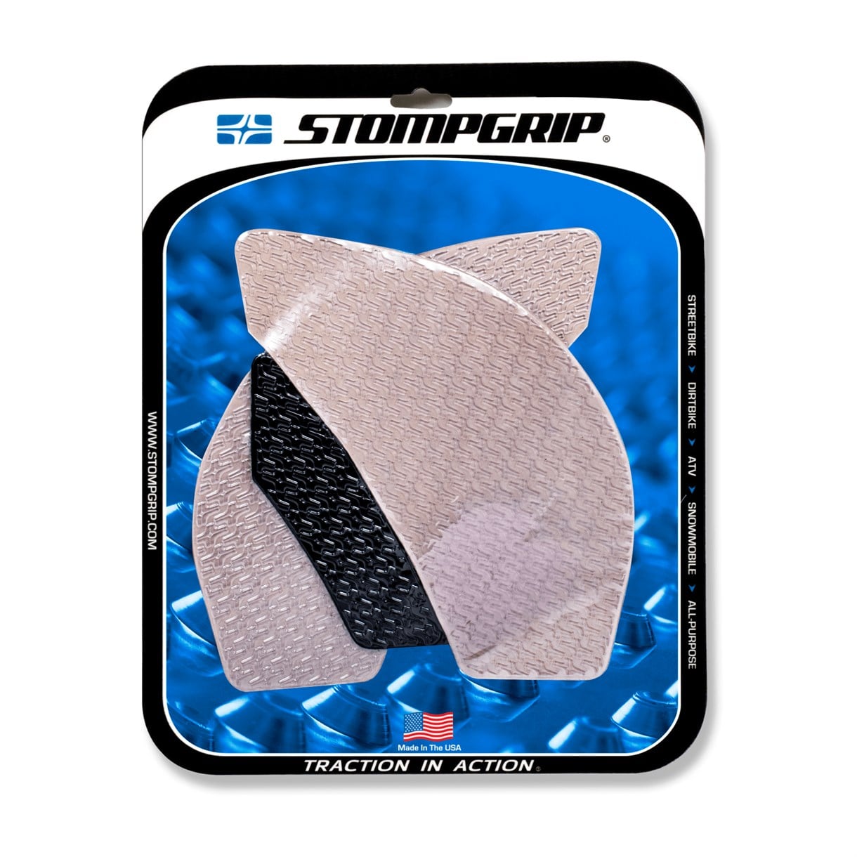 Stompgrip/Street Bike Tank Grips Icon - 0037 - Clear/Black
