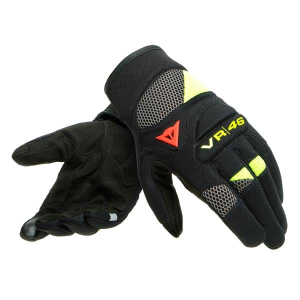 Dainese VR46 Black Ant Fluo Yellow Kısa Tekstil Eldiven