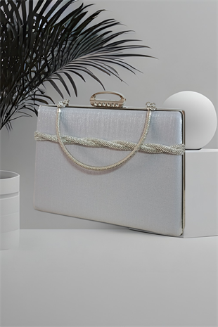 Gümüş Taşlı Abiye Çanta 