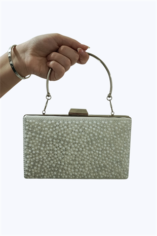 Sedef İnci Taşlı Abiye Çanta